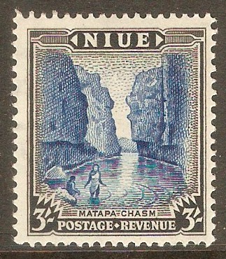 Niue 1950 3s Blue and black. SG122.